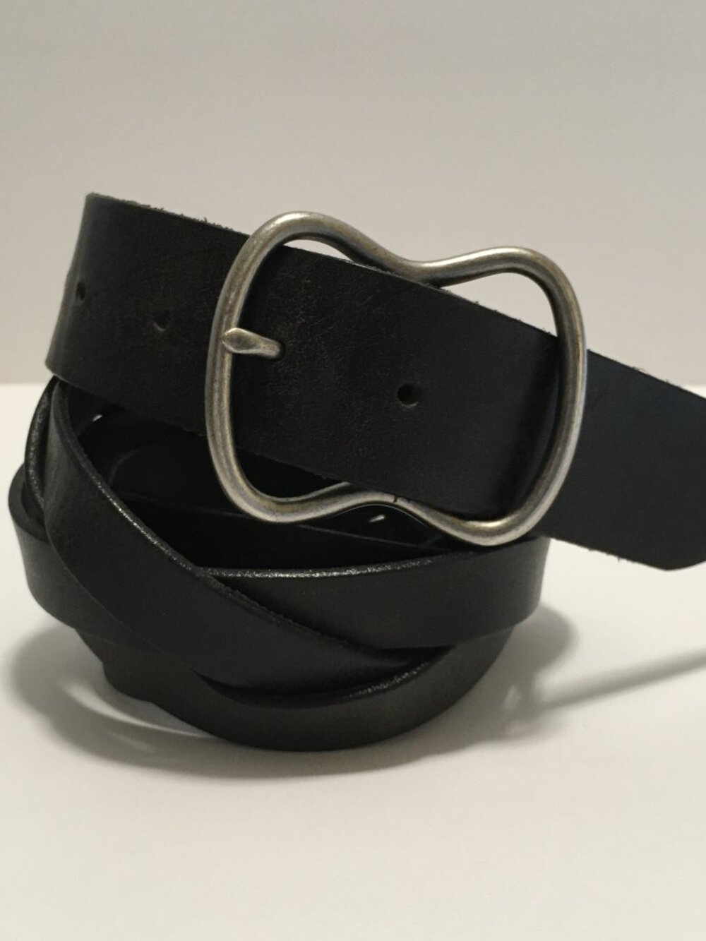 Vintage Gap Jeans 1969 Genuine Leather Belt Black USA Made Brass Buckle Size M